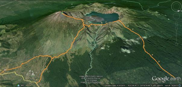 peta jalur Trekking Gunung Rinjani Lombok